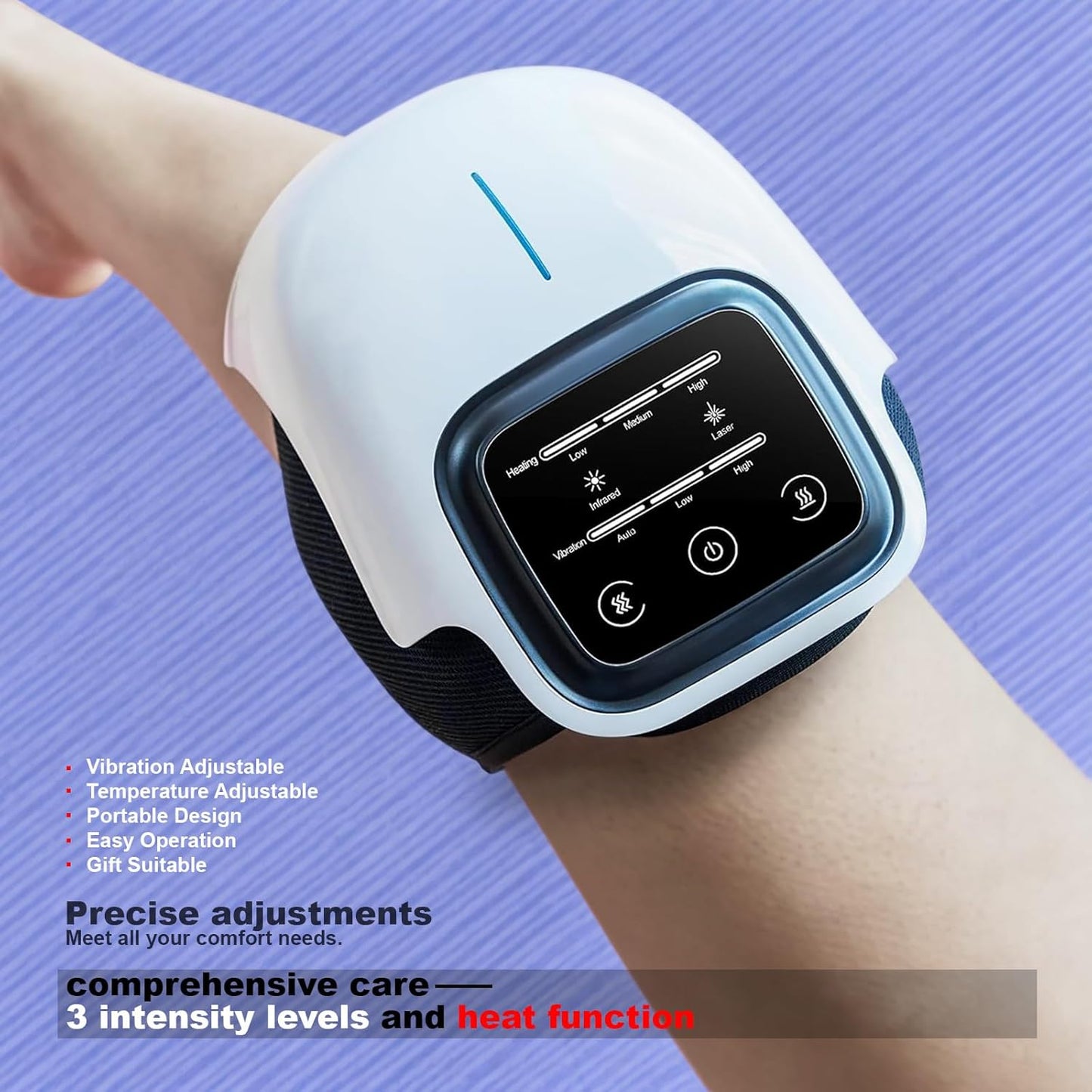 3-in-1 Cordless Knee Massager with Heat, Red Light and Massage