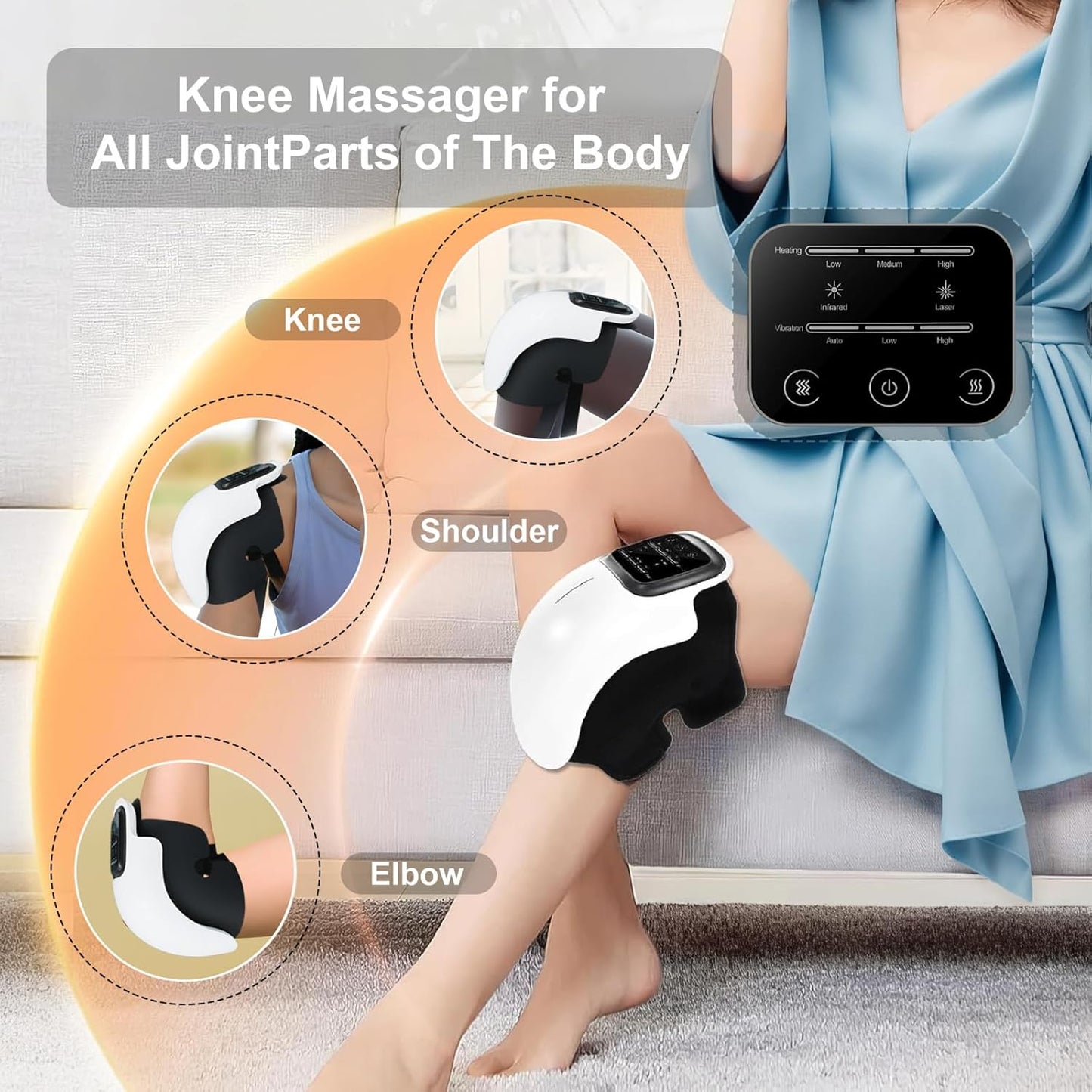 3-in-1 Cordless Knee Massager with Heat, Red Light and Massage