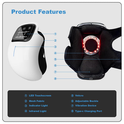3-in-1 Cordless Knee Massager with Heat, Red Light and Massage